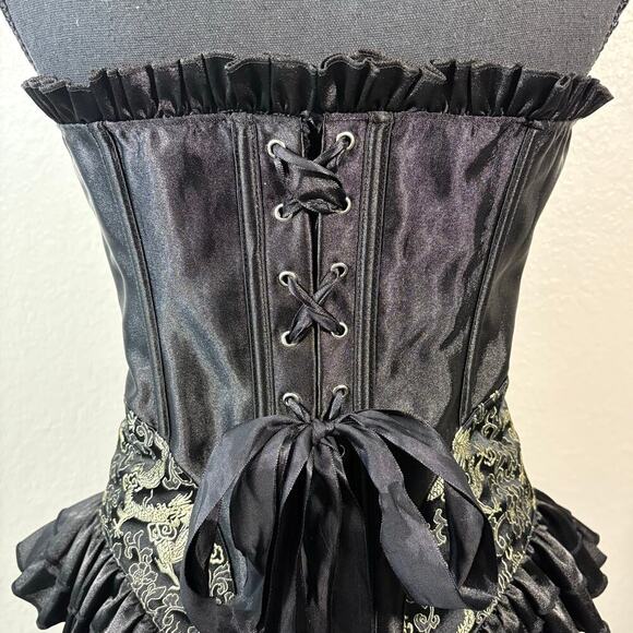 ICOLLECTION Corset Blk Sz 44 Cosplay Costume Dark Fairy Core Witchy Biker Edgy - Picture 5 of 10